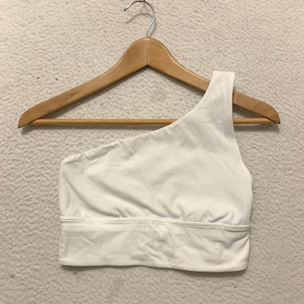 Lululemon Align One Shoulder Bra Womens 4 White Nulu Workout Gym Yoga LW2DTKS